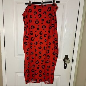 Red Leopard Print Skirt